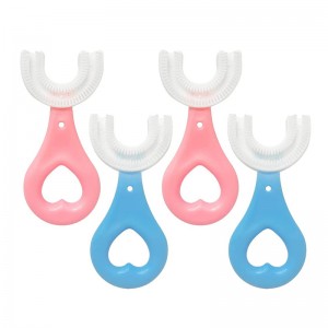 Gyári ellátás, kézi fogkefe gyerekeknek, szilikon U-alakú orális ápolás tisztító kefe, baba fog tisztító