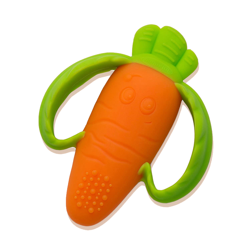 Amazon élelmiszer -minőségű szilikon sárgarépa alakú baba csecsemő teether